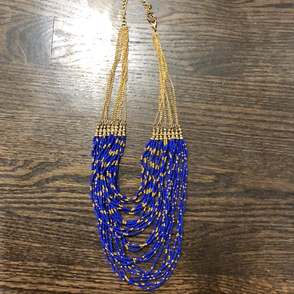 Blue and gold statement necklace